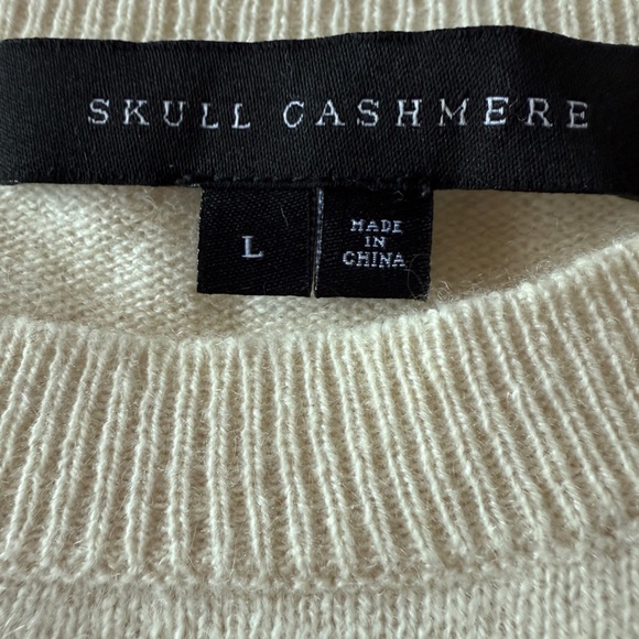 Skull Cashmere Alexa Embroidered Skull Sweater Cream Blue Size Large - Picture 3 of 11